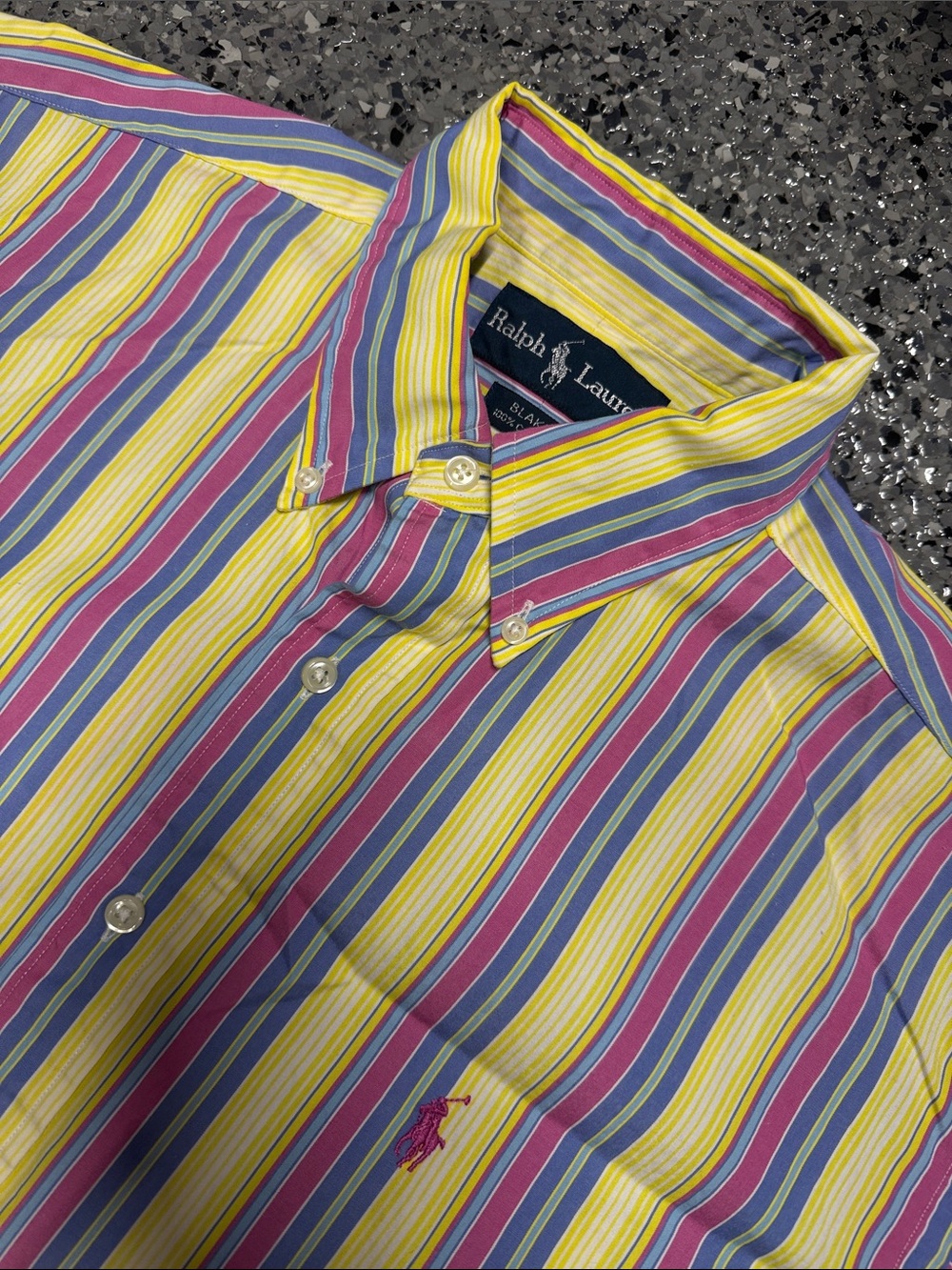 Ralph Lauren Blake Yellow Multicolor Striped Button-Down Shirt Medium